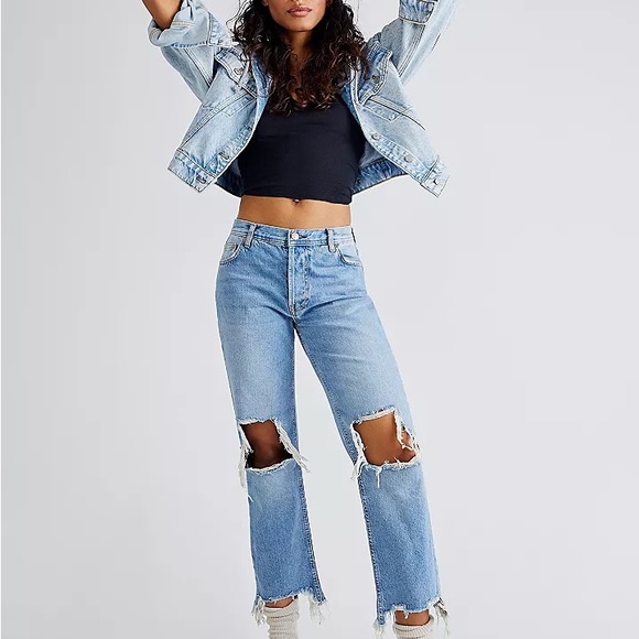 (A4) Free People Maggie Mid-Rise Straight-Leg Jeans, Size 25, NWT - Picture 1 of 16